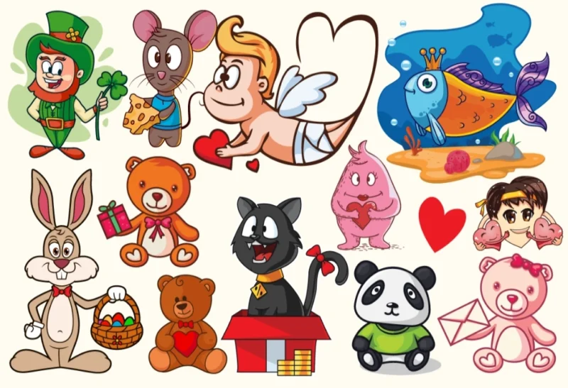 Love-and-Cute-Characters-Preview Custom UV DTF Gang Sheets