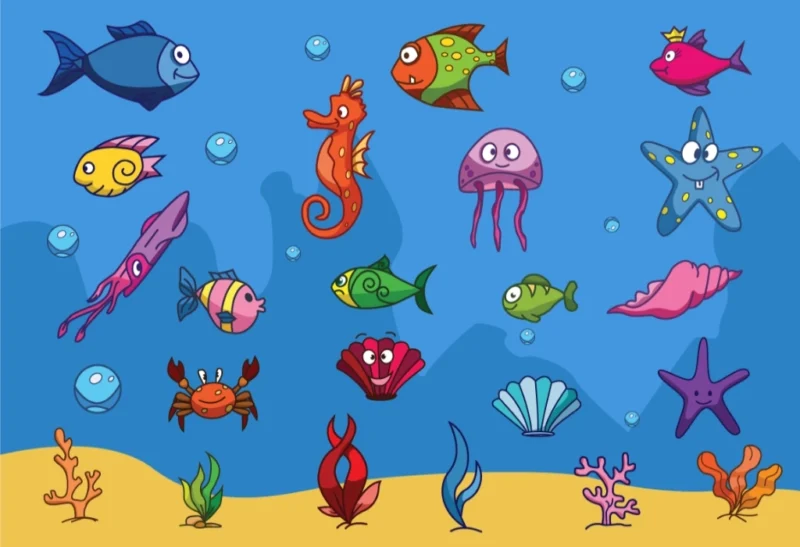 Sea-Life-Cartoons-Preview Custom UV DTF Gang Sheets