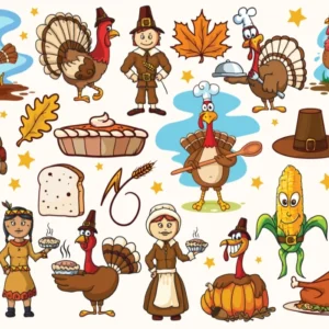 Thanksgiving-Characters-Preview Custom UV DTF Gang Sheets